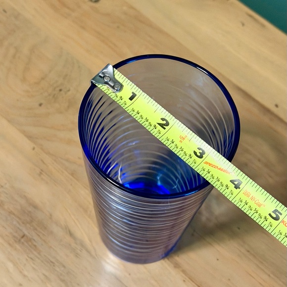 Vintage Libbey Glass Orbita Cobalt Blue Highball Drinking Glass Modern Barware - Picture 5 of 5